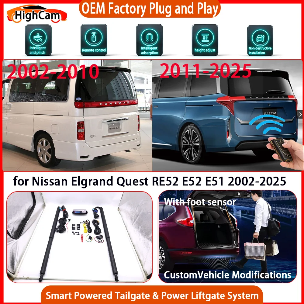 HighCam for Nissan Elgrand Quest RE52 E52 E51 2002-2025 OEM Smart Powered Tailgate Power Liftgate Tailgate Power Lift Gate