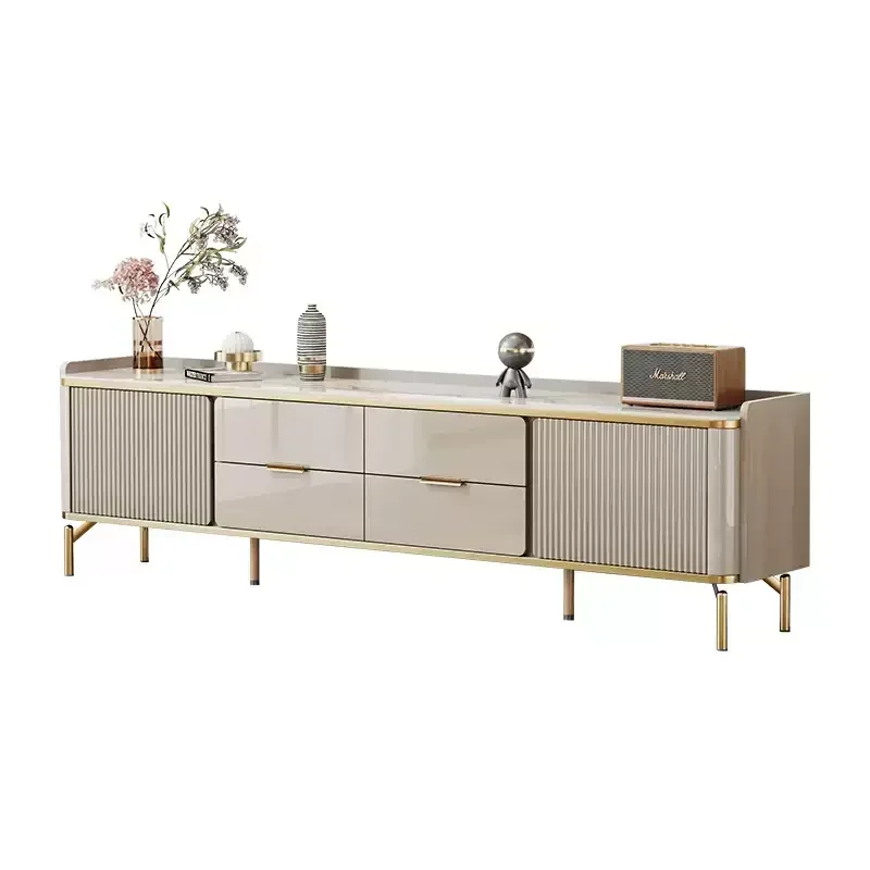 

Coffee table TV cabinet combination simple modern light luxury high-end living room home 2024 new rock slab European high