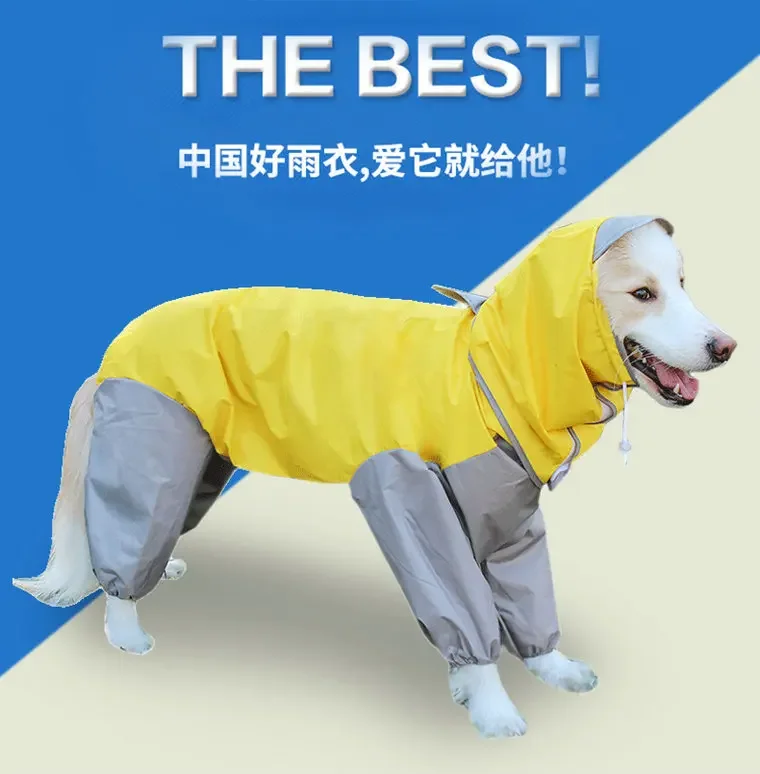 Pet raincoat  cat all-inclusive rain golden retriever medium-sized  puppy four-legged conjoined  raincoat dog raincoat