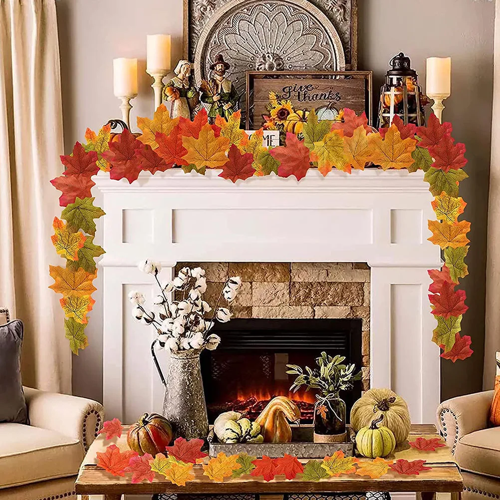 

500Pcs Maple Leaf Decorations Artificial Fall Leaves Thanksgiving Party Autumn Decor for Home Room Table