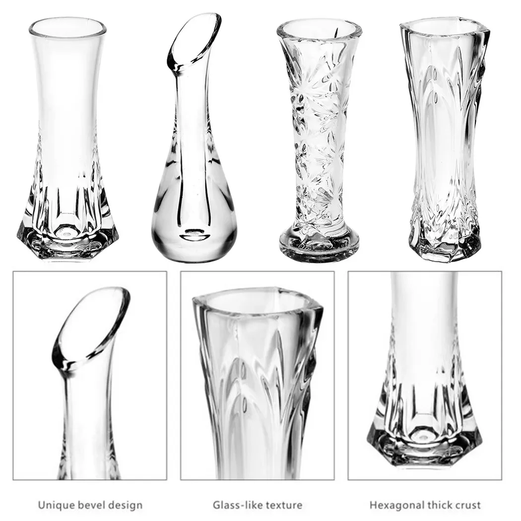 PP Transparent Flower Vase Creative Small Vase Reducing Shocks Anti-fall Imitation Ceramics Desktop Decoration Artware