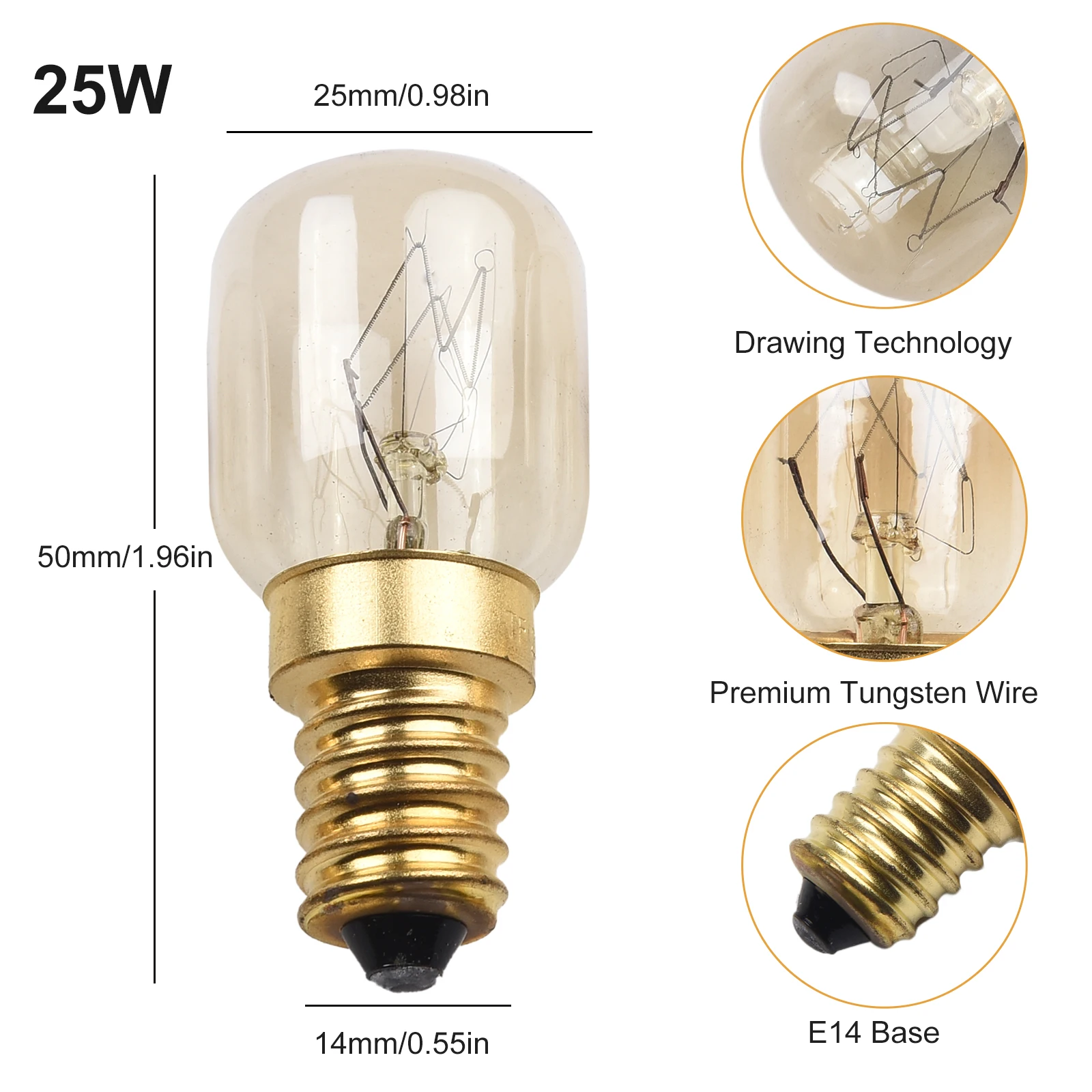 4PCS E14 Salt Lamp Globe Bulb 25W Light Bulbs 240V Refrigerator Oven Replacement Vintage Incandescent Bulbs