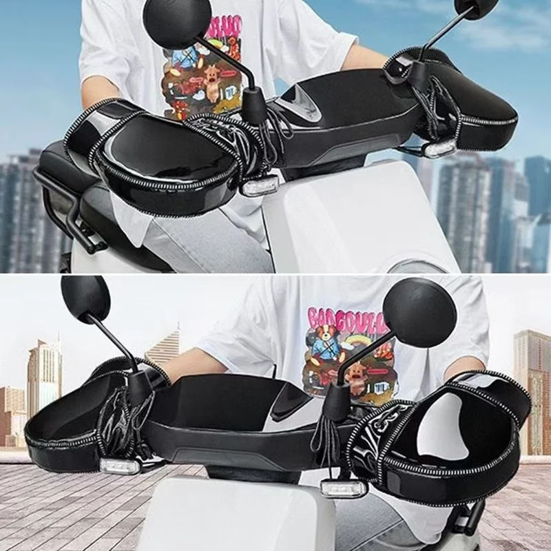 Motorcycle Bicycle Protective Thick Warm Handlebar Muff Grip Handle Bar Muff Rainproof Riding Winter Warmer Thermal Cover Gloves