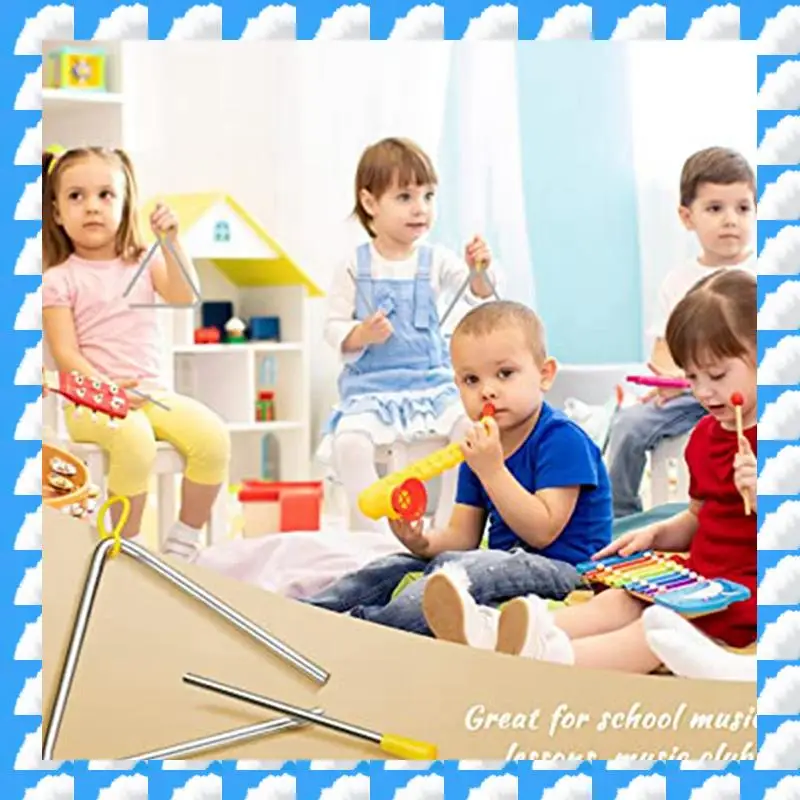 

10PCS Musical Steel Triangle Percussion Instrument Musical Instrument For Children Adult (6Inch)