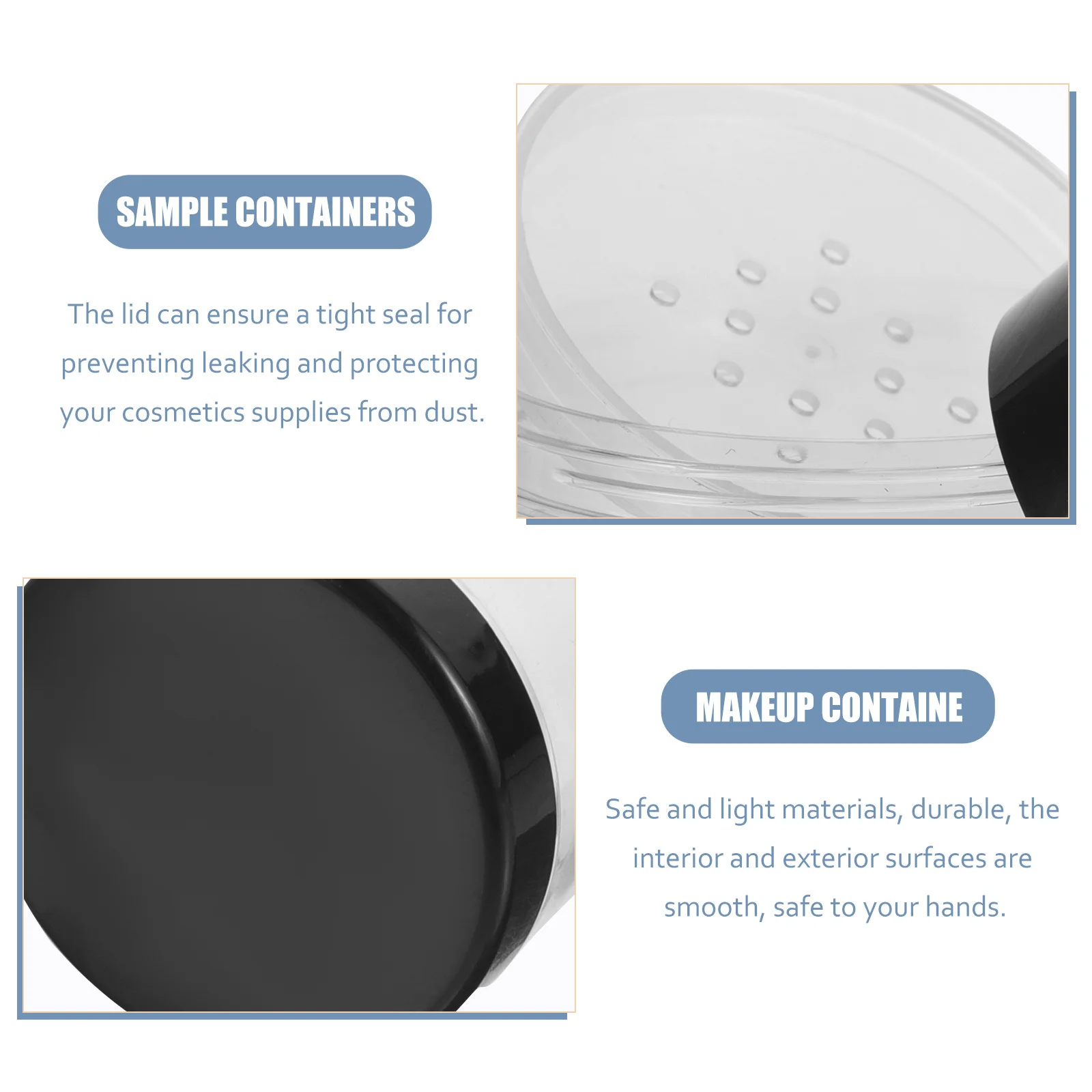 

2Pcs Airtight Lid Powder Container Portable Mini Containers with Lids for Body Dusting Talc Powder Makeup Storage
