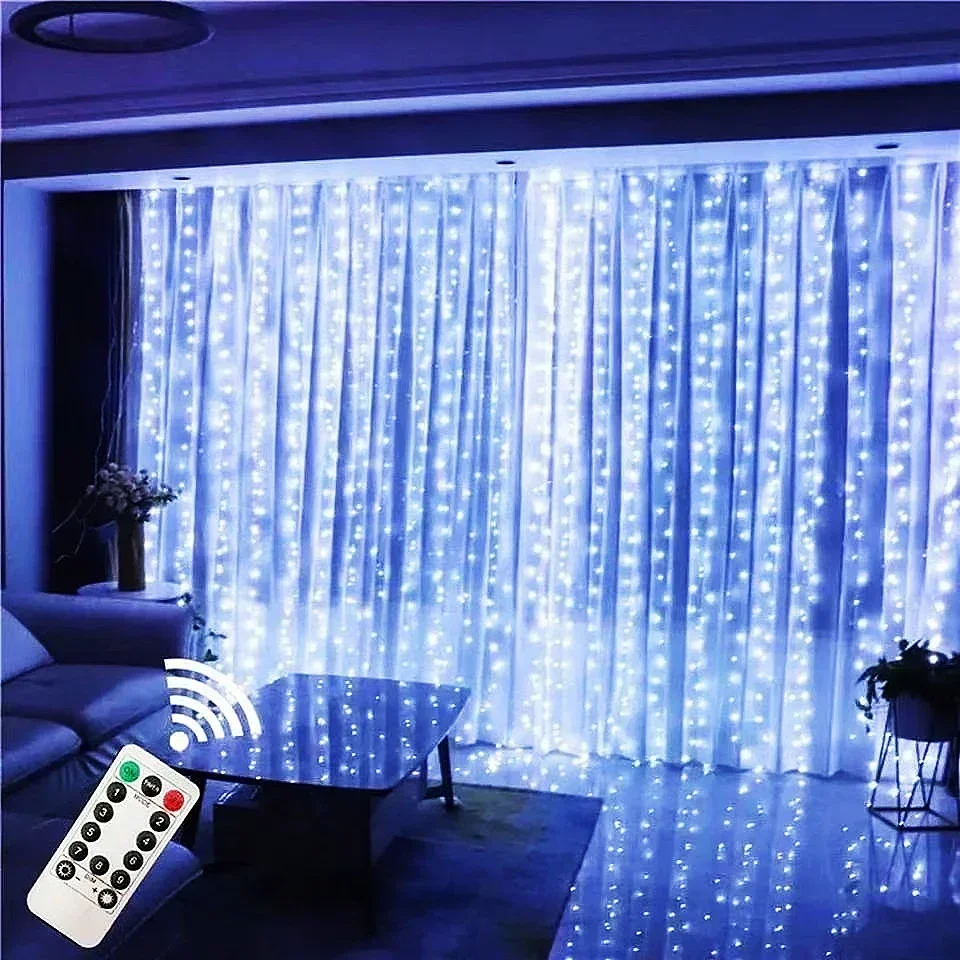 Obrázek 5: USB daleký ovládání LED záclona laso světel víla girlanda vodotěsný lampa pro vánoce svatební domácí večírek ložnice dekorace