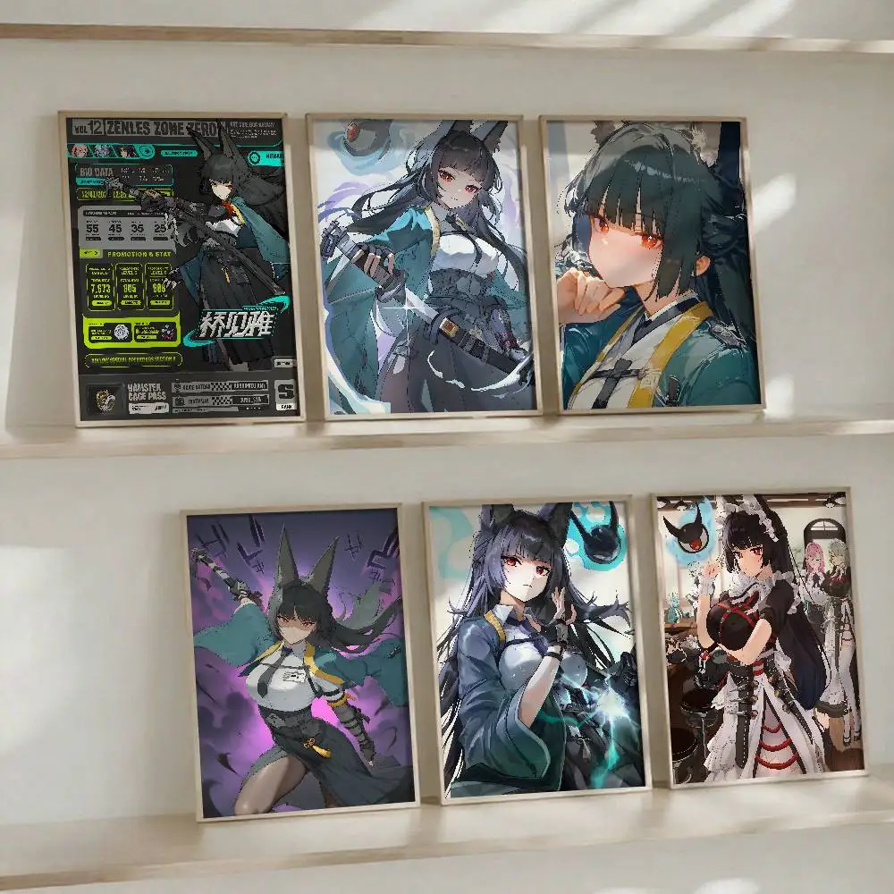 Game Zenless Zone Zero Hoshimi Miyabi Posters High Quality Self-adhesive Wall Art Decorations Color Prints Sticky