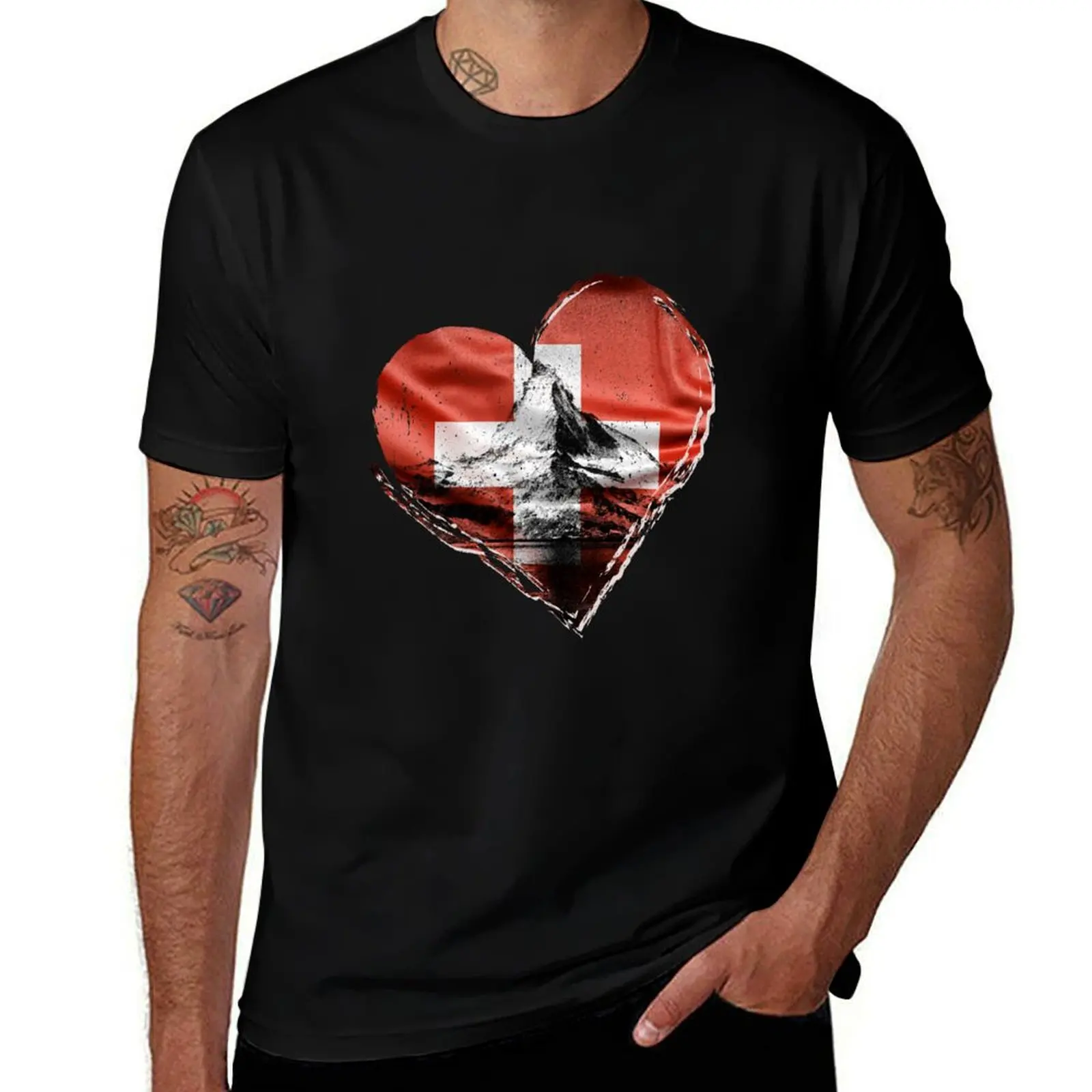 Switzerland Flag Swiss German Bern Zurich Alps T-Shirt Graphic Print Short Sleeve T-Shirt
