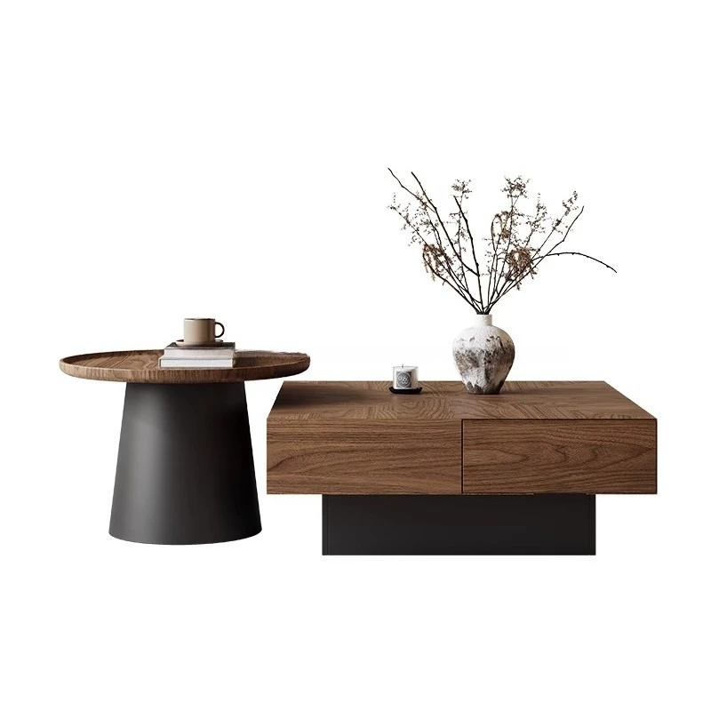 

Italian minimalist wabi-sabi style, coffee table solid wood modern simplicity, high-end square in the living room