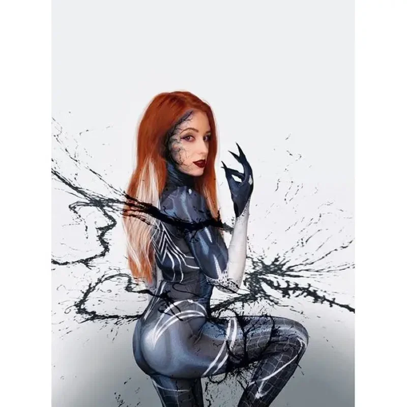 Halloween Female Venom Spider cosplay Costume Adults Kids Girls Women Symbiote Superhero Zentai Suit Bodysuit