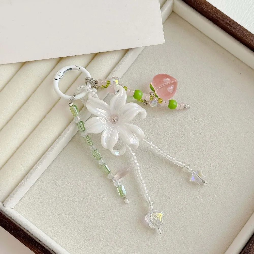 Acrylic Beads Bag Charms Contrast Color Five Pointed Star Flower Pendant Handmade Aesthetic Sweet Style Beaded Hanging