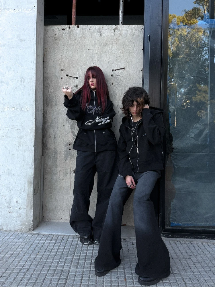 

2025 модный комплект из толстовки и брюк с принтом в готическом стиле в стиле панк, уличная толстовка на молнии в стиле хип-хоп в стиле ретро, Y2K, осенне-зимняя одежда