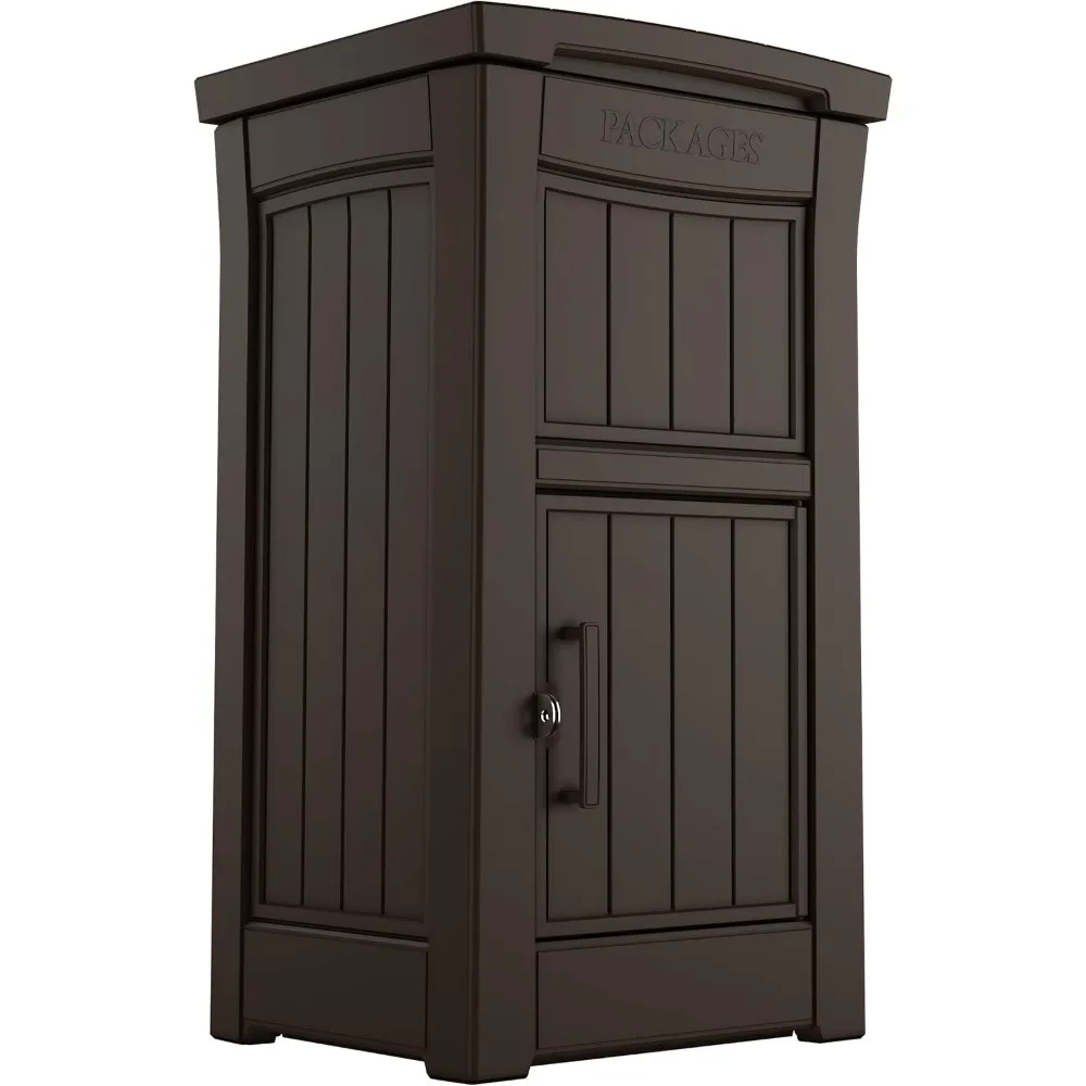 Caixa de entrega segura para varanda com armazenamento bloqueável para manutenção segura de embalagens, marrom