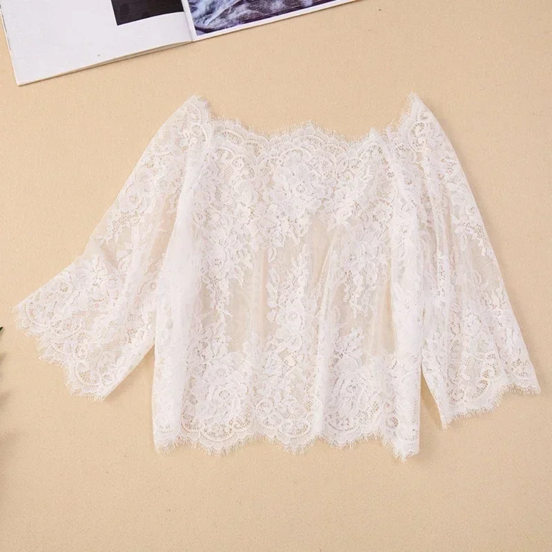 1 Pc Lady Shirt False Collar Lace Detachable False Neck Bottoming Shirt Cover French Style Hollowed-Out Collar