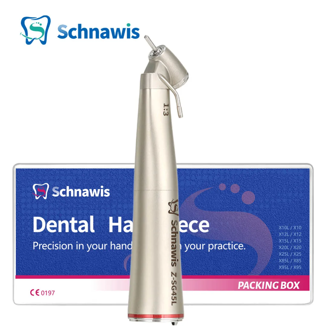 Schnawis Dental 45 Degree Angle 1:3 Surgical Handpiece High Speed Red Ring Dentistry Contra Angle External Water Irrigation Tool