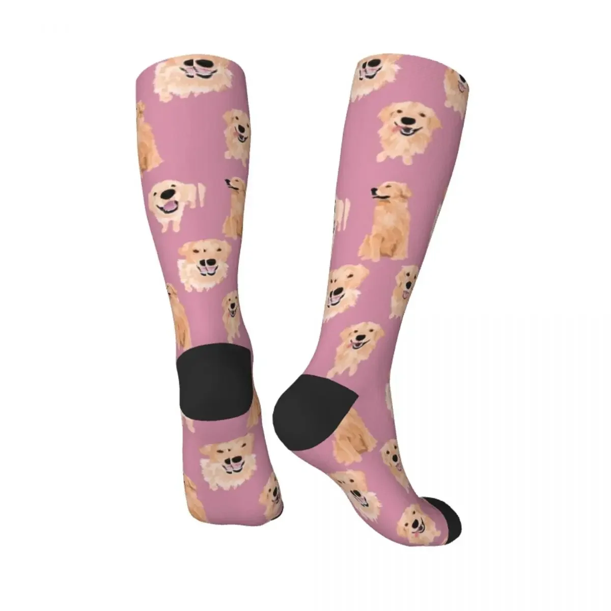 Golden Retrievers on Pink Socks winter thermal Argentina Girl'S Socks Men's