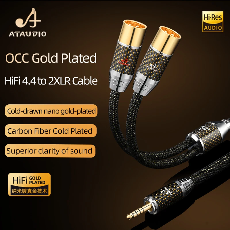 HiFi 4.4mm to 2XLR Audio Cable Hi-end OCC Gold Plated Balanced 4.4 mm to 2XLR Male/Female Cable for Amplifier Player