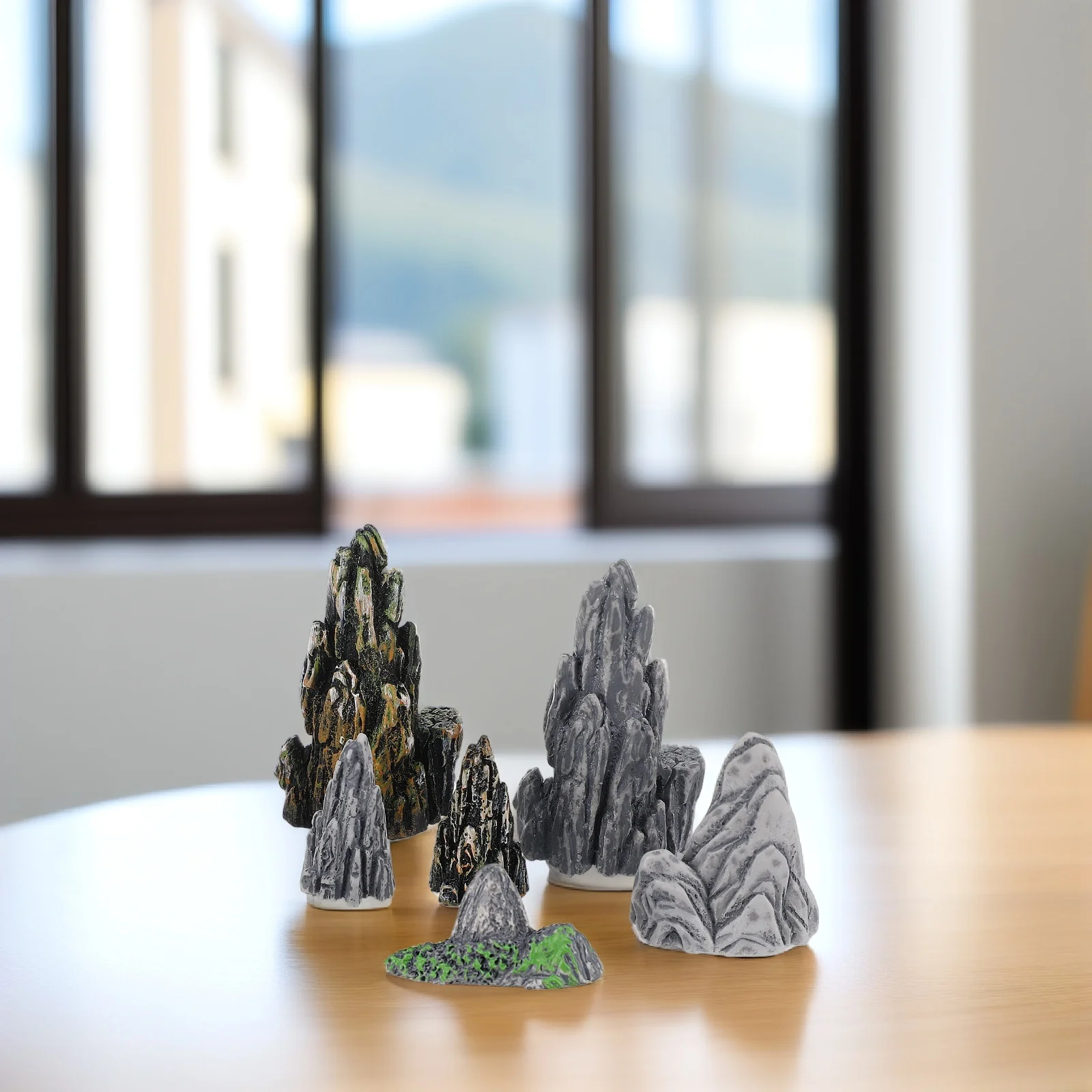 Bonsai Landscaping Decoration 8pcs Mini Resin Rockery Models Sand Table Aquarium Ornament Garden Decor Home Accessories