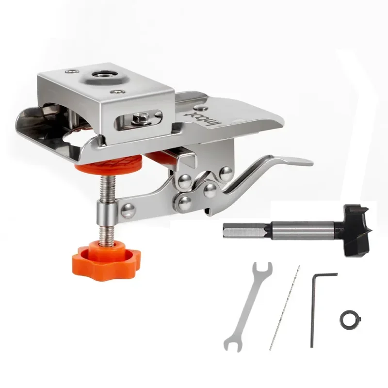 

35mm Concealed Hinge Drilling Jig Woodworking Hole Drilling Guide Locator Stainless Steel Plastic Hole Opener Template Door Tool