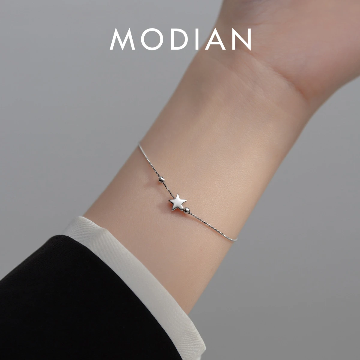 

Modian Genuine 925 Sterling Silver Beads and Star Beads Chain Bracelet Female Fashion Silver 925 Jewelry Accessories Gifts