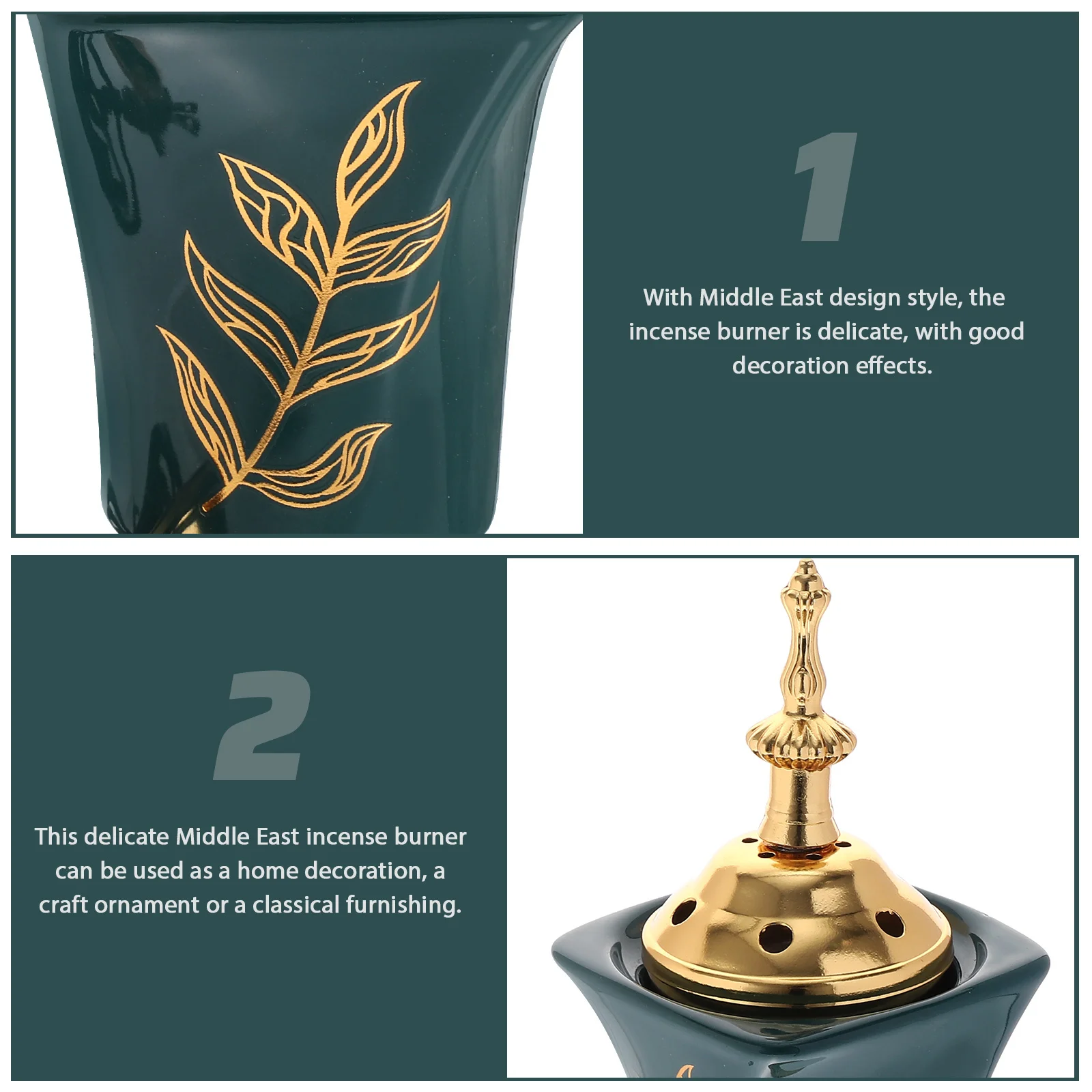 

Electric Incense Burner Iron Middle East Style Decorative Home Office Aroma Holder Vintage Censer for Relaxation