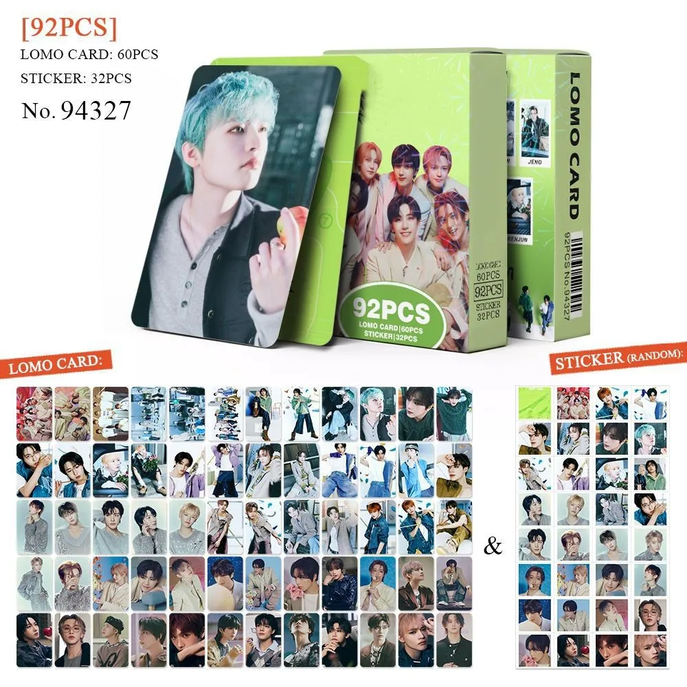 

92Pcs/set Kpop Photocard RENJUN Jeno HAECHAN JAEMIN Chenle Jisung Laser Two-sided LOMO Card 32Pcs Stickers Box Fans Collection