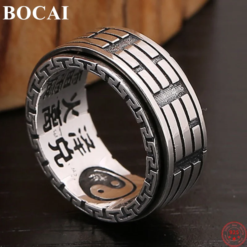 

Genuine S925 Sterling Silver Rings for Men Women Rotating Gossip Ornaments New Fashion Pure Argentum Amulet Jewelry