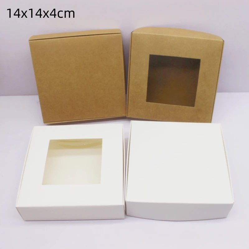 10 scatole di carta bianca/kraft di varie dimensioni, utilizzate per confezioni di caramelle regalo natalizie, confezioni di gioielli