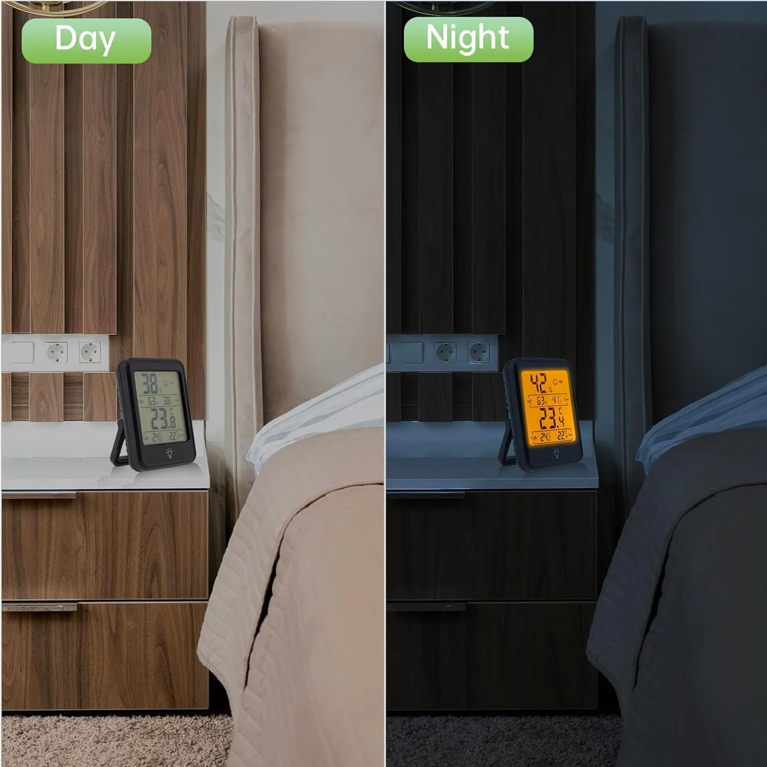 Indoor Thermometer Humidity Meter with Backlight, Room Thermometer Digital Hygrometer Indoor Humidity Sensor with Temperature Hu