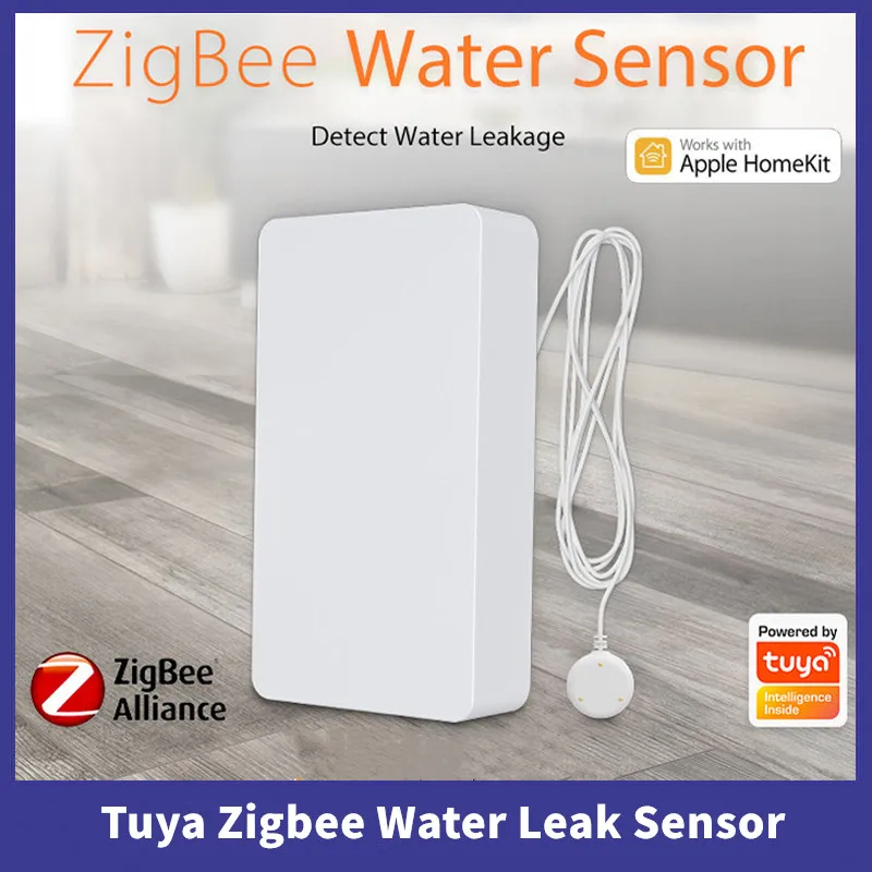 

Беспроводной датчик утечки воды Tuya Zigbee, детектор для систем сигнализации и автоматизации умного дома, работает с приложением Apple Homekit