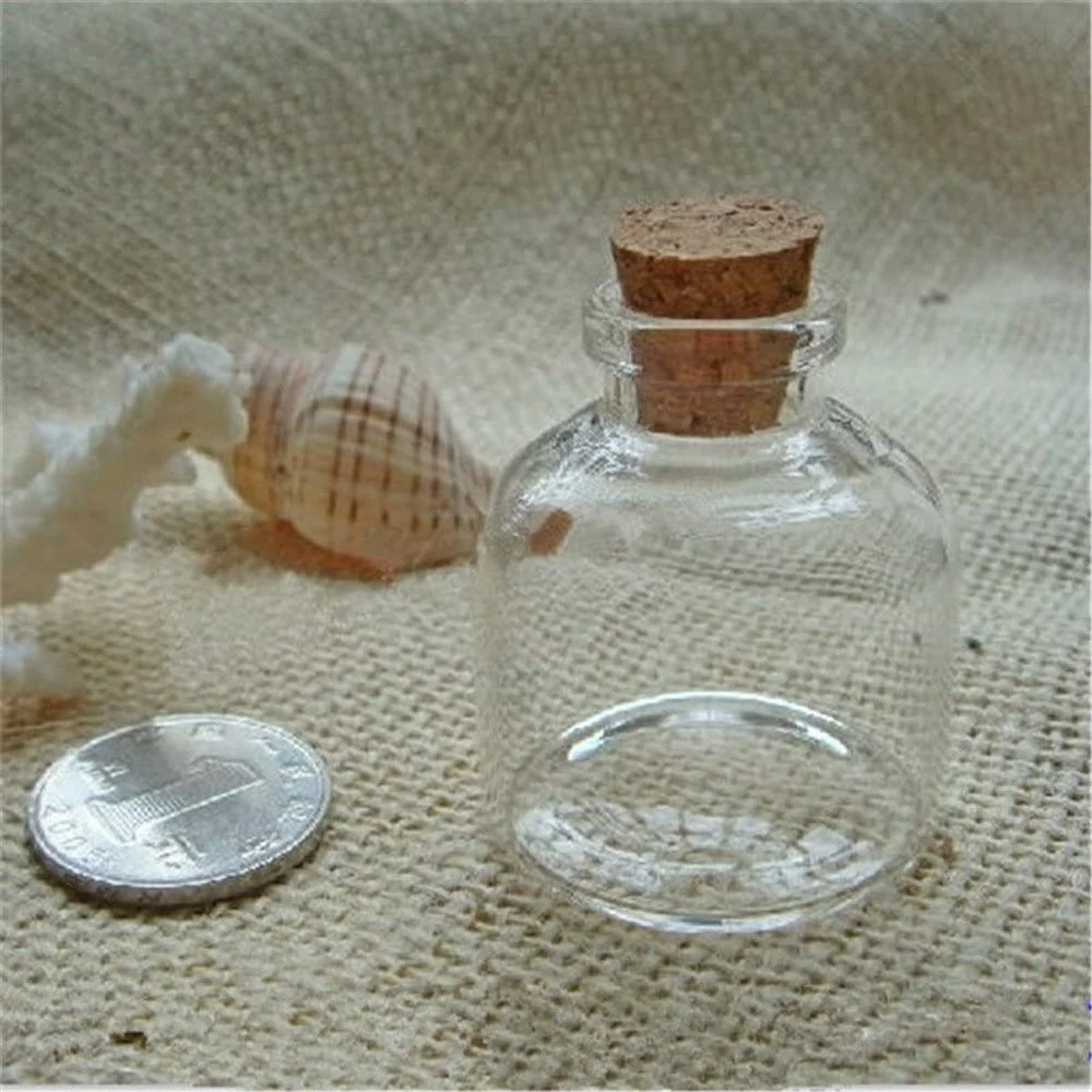 37x40x12.5mm 20ml Cute Glass Bottle with Corks Empty Transparent Tiny Bottles Wholesale Clear Jar Vials Well Packaging 24pcs