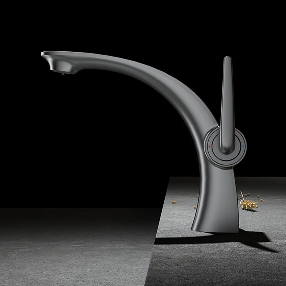 

Deck Mounted One Hole Bathroom Sink Faucet 2 Modes Lavatory Vanity Sink Faucets Single Handle Hot and Cold Mixer Tap Gray