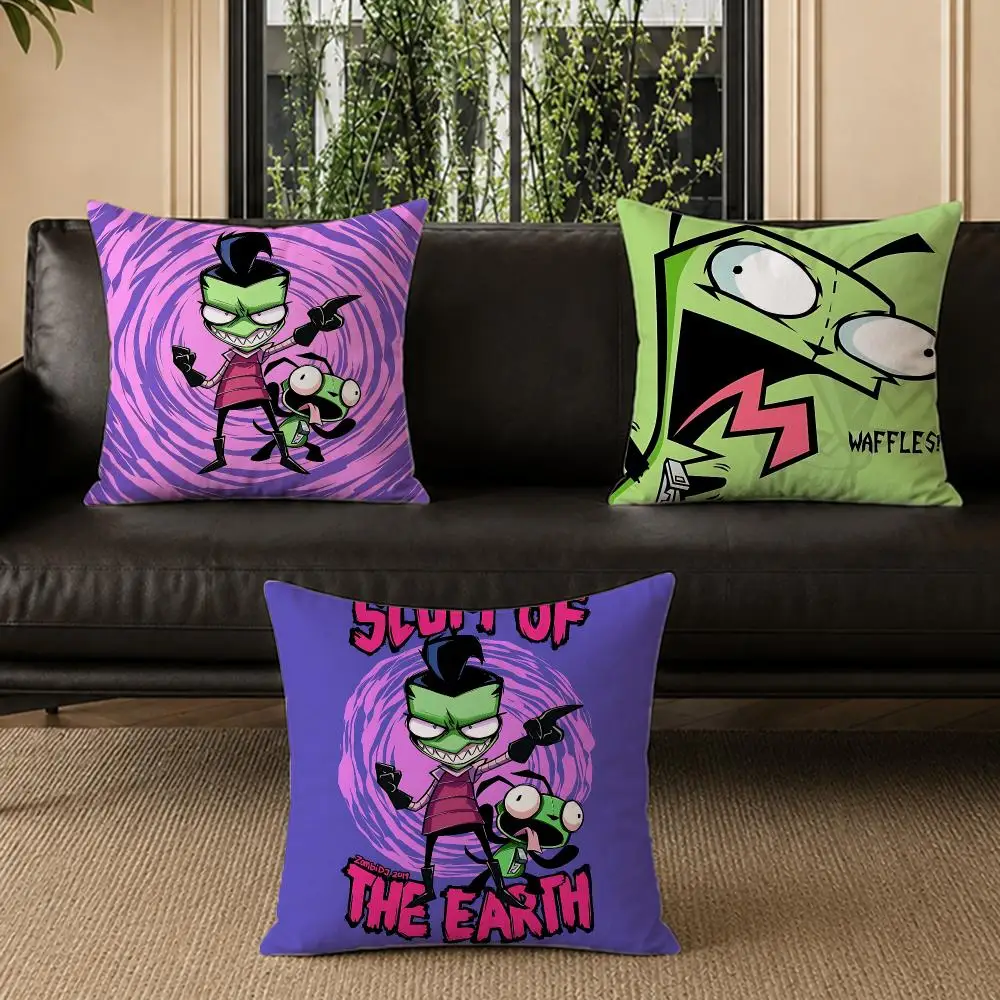 anime Invader Zim Cushion Cover Pillow Short Plush Pillow Modern Minimalist Style for Living Room Bedroom Gift Giving