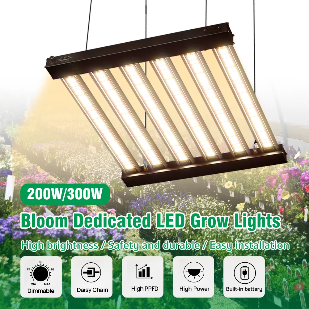 Luz LED de espectro completo para cultivo de flores, 200W, 300W, IP65, LM281B, alto brillo, para tiendas verdes