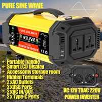 5000W Pure Sine Power Inverter - 12V to 220V Heavy-Duty Converter for Cars, RVs & Outdoor Adventures (2USB + Voltage Display)