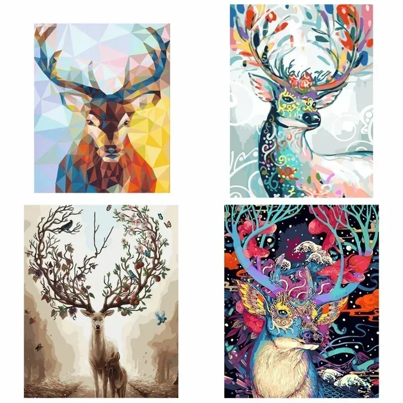 

131705 Deer Reindeer Sika DIY Digital Oil Painting By Numbers Paint Drawing Coloring Number Canvas Hand Painted Modular Picture