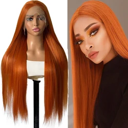 13×4 Lace Front Synthetic Wig Ginger Orange Lace Frontal Wigs Glueless Natural Hairline Heat-resistant Fibre Wig