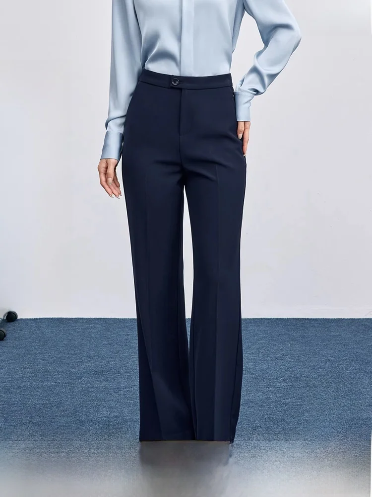 

Женские брюки Bla с высокой талией, расклешенные, для офиса, стройнящие, длинные, профессиональные, модные, повседневные, из полиэфирного волокна