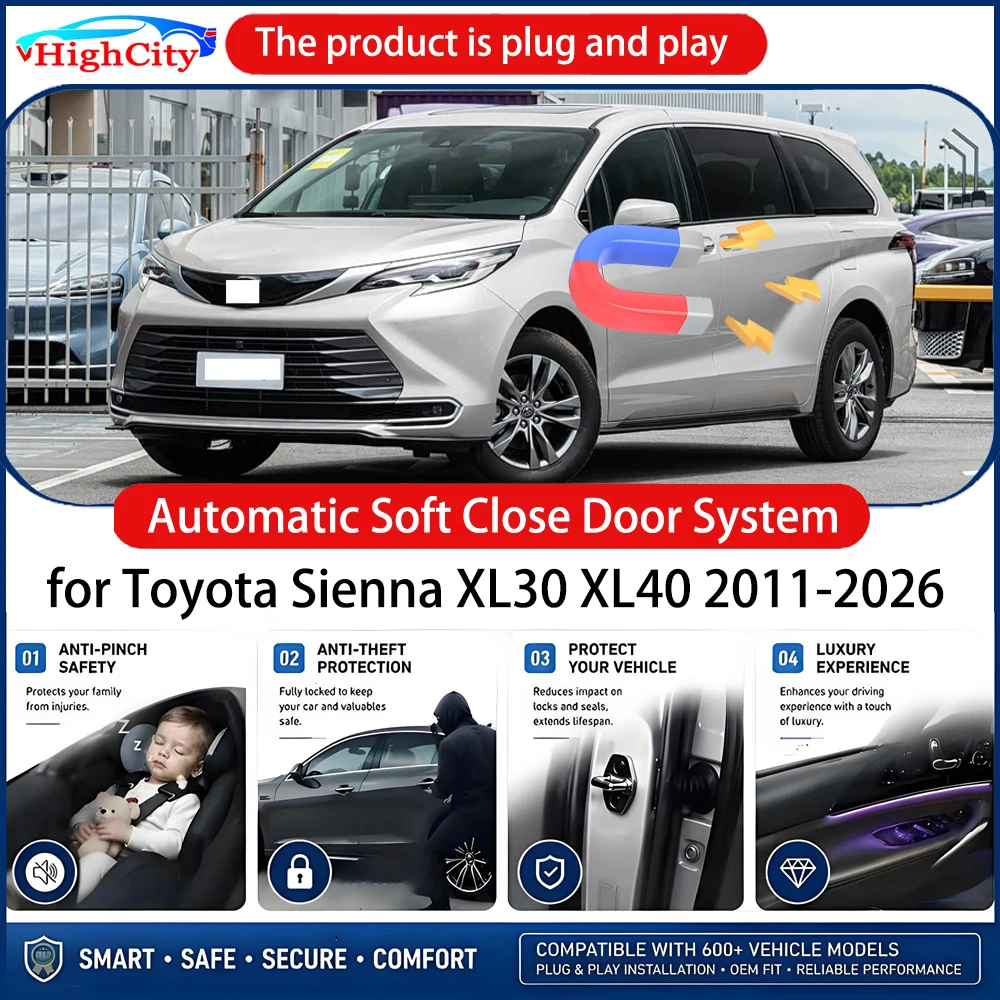 HighCity OEM Power Soft Close Door for Toyota Sienna XL30 XL40 2011-2026 Electric Suction Automatic Door Closing System
