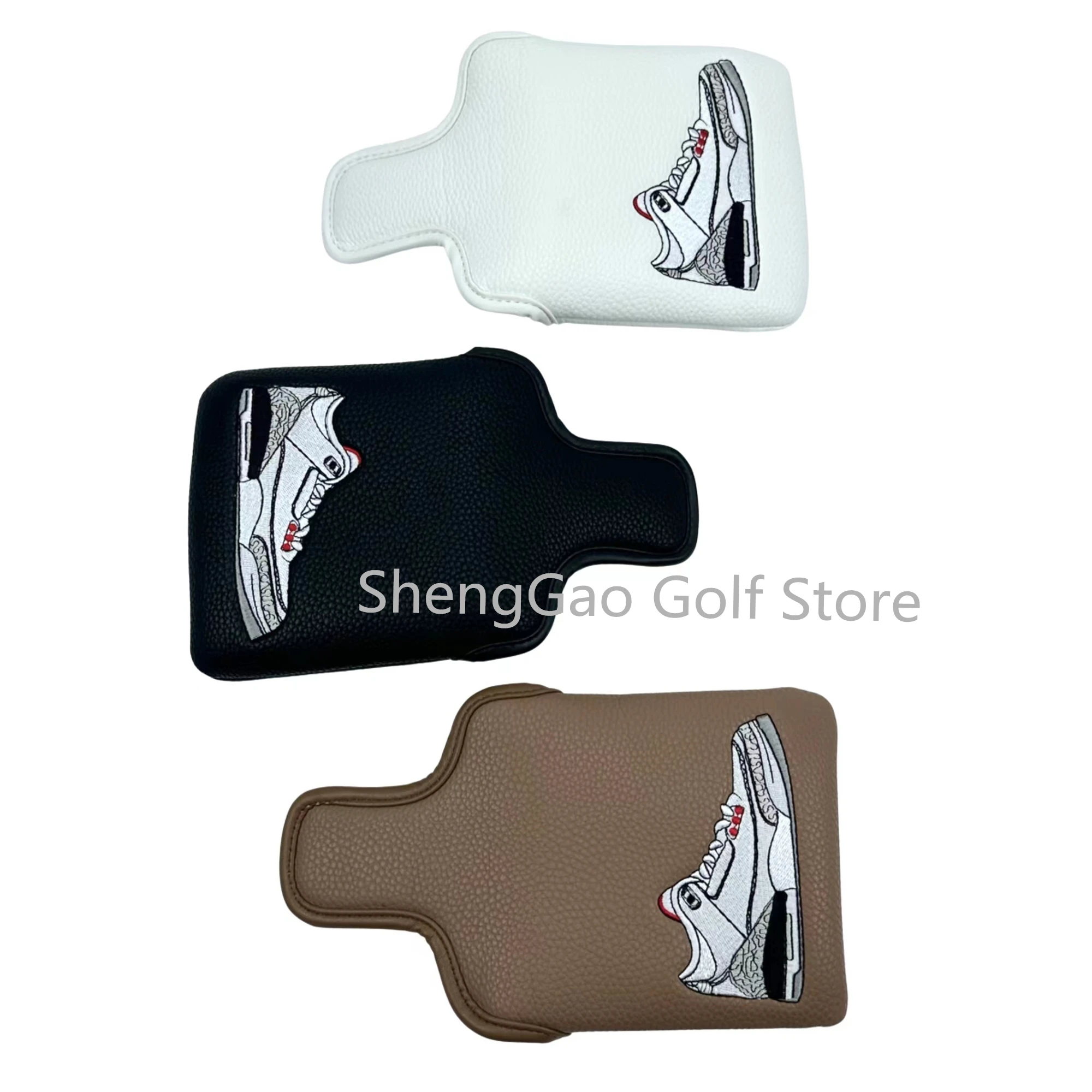 1Pc Schoenen Patroon Putter Cover Pu Lederen Grote Mallet Golf Head Cover Magnetische Sluiting Golf Head Cover