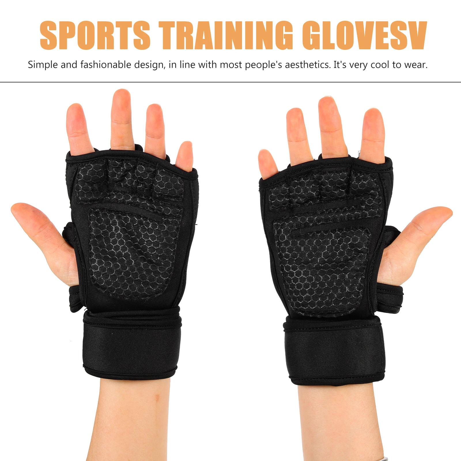 Guantes Protector de muñeca de palma Protector de levantamiento de pesas acolchado Protectores deportivos negros Hombre