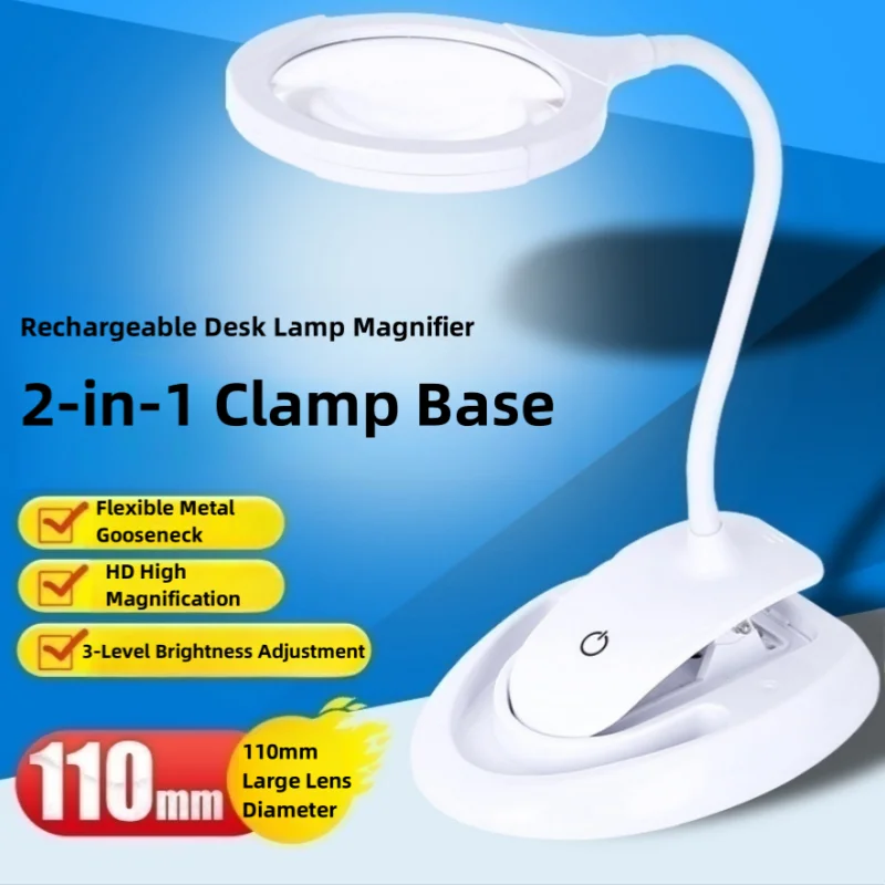 Handheld Magnifier Desktop Illuminated Lamp Led Rechargeable Magnifier With Light For Jewelry Appreciation and Maintenance Etc