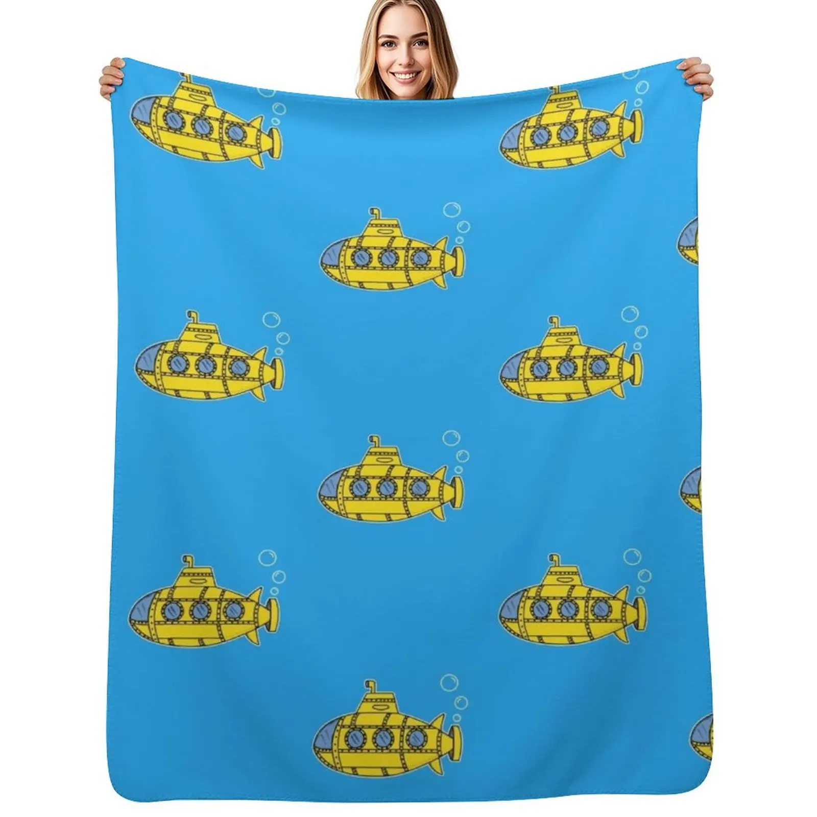 

Submarine Doodle Throw Blanket Warm Comfortable Blanket for Office Napping
