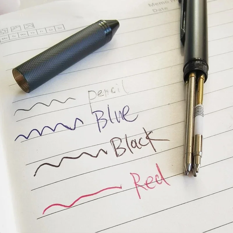 Multicolor Metal Ball Pen 0.7mm Black Blue Red Ink Pen Automaticl Pencil Lead 4 In 1 Ballpoint Pen Set Offfice School Writing