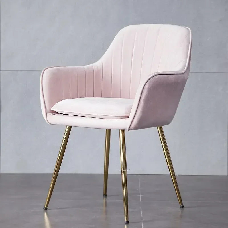 Per sala da pranzo imbottita dal design nordico scandinavo, moda trasparente, soggiorno, mobili per il tempo libero, sedia a soppalco, sedia rosa