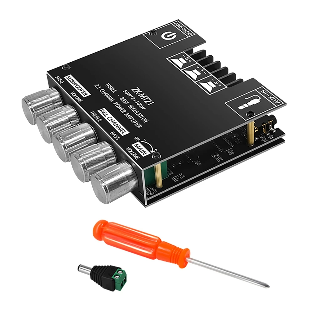 ZK-MT21 50Wx2บอร์ดขยายกำลังเสียงระบบดิจิตอล + 100W 2.1ช่อง AUX + BT5.0เสียงสูงต่ำซูเปอร์เบสเพาเวอร์บอร์ด