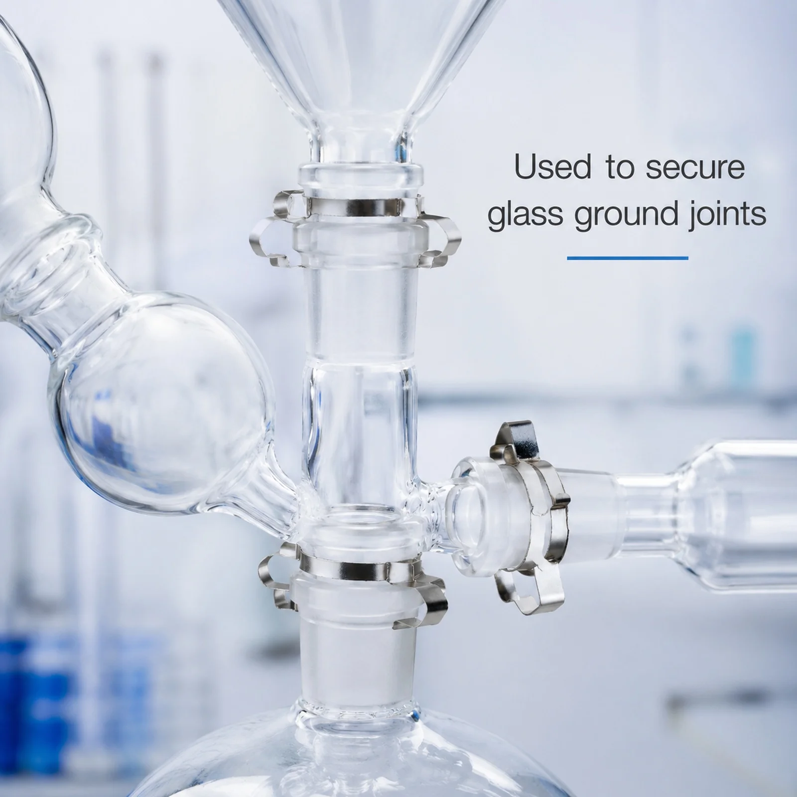 2-10Pcs 14/19/24/29# Stainlesss Steel Cone Clamp Set, Laboratory Glassware Clip for Condenser, Flask, Adapter Support