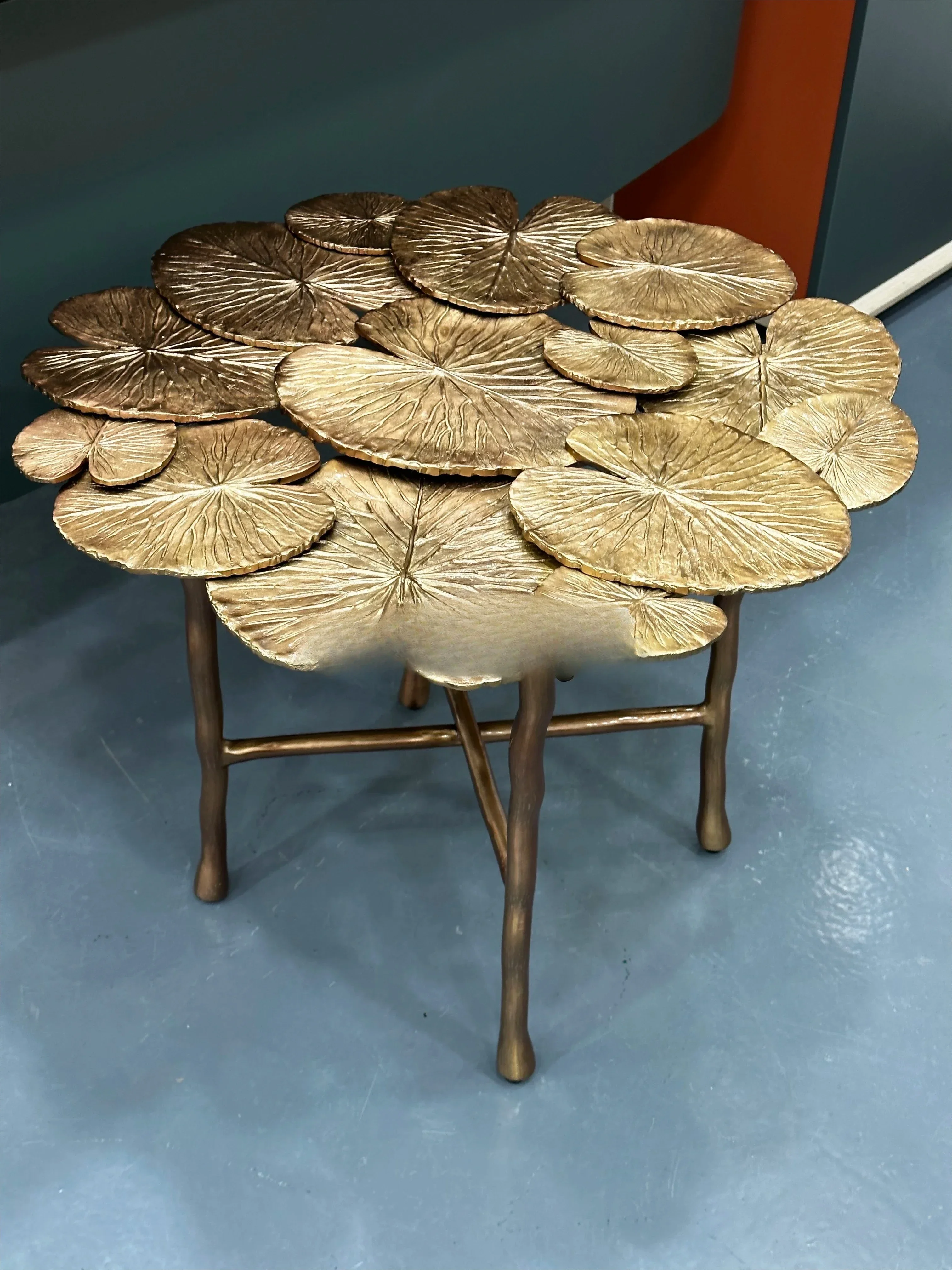 Pure copper lotus leaf pattern coffee table modern light luxury living room combination set villa model room tea table