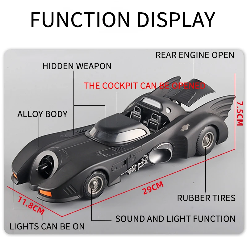 1:18 Batmobile 1989 Diecast Metal Car Model