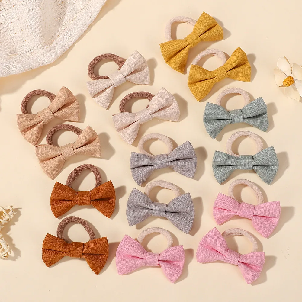 

Random Color To Send 20Pcs Bow Hairbands for Children Girls Sweet HairTies Elastic Rubber Band Hair Rope Hair Accessories